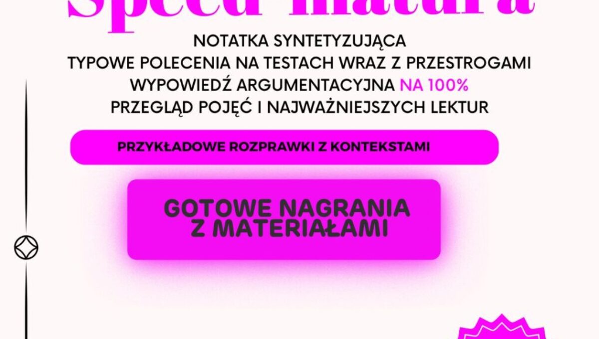 Polonista 2023 Speed Matura! Ostatnia powtórka przed maturą z polaka
