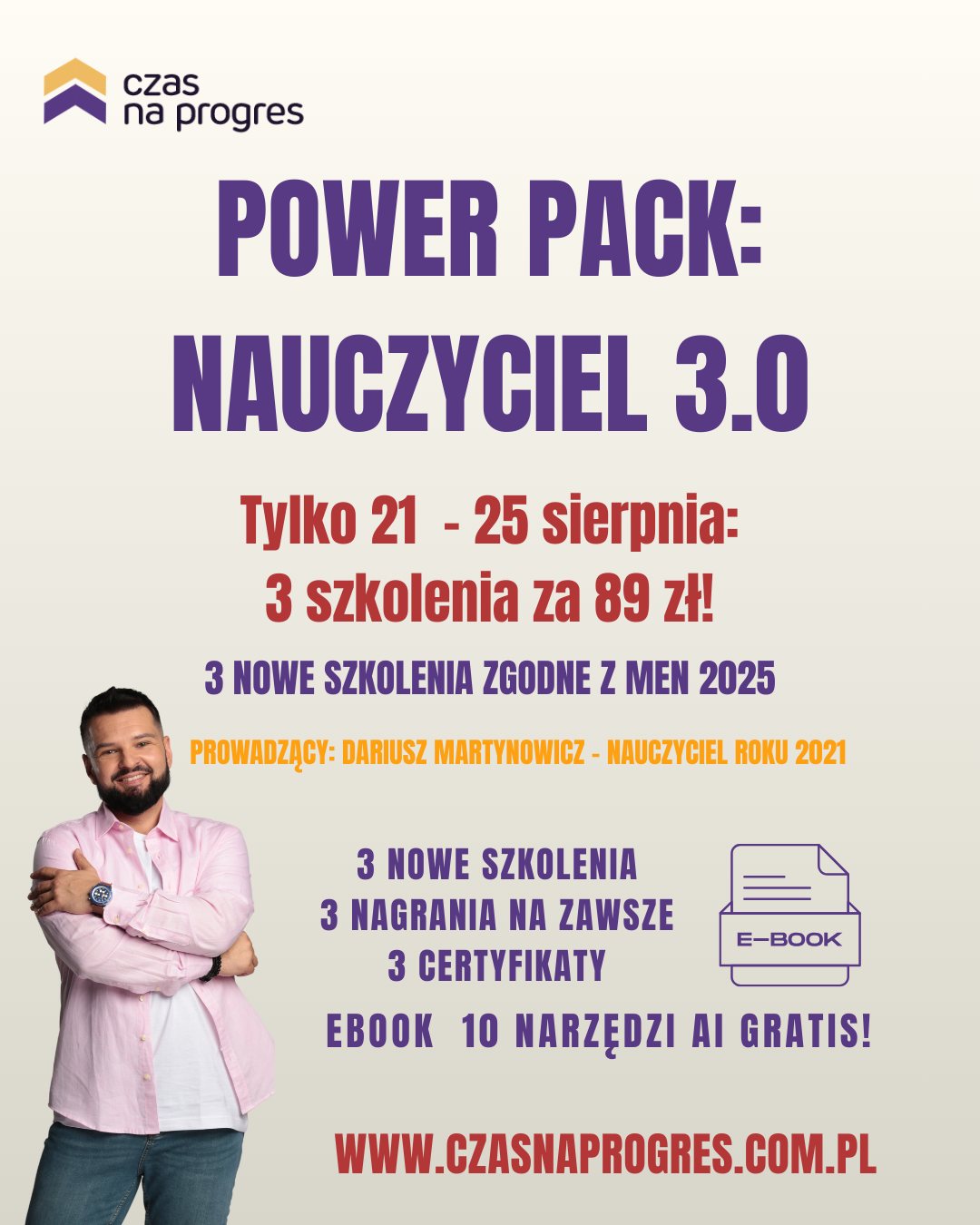 Power Pack: Nauczyciel 3.0 - pakiet 3 nowych szkoleń zgodnych z priorytetami MEN + e-book gratis